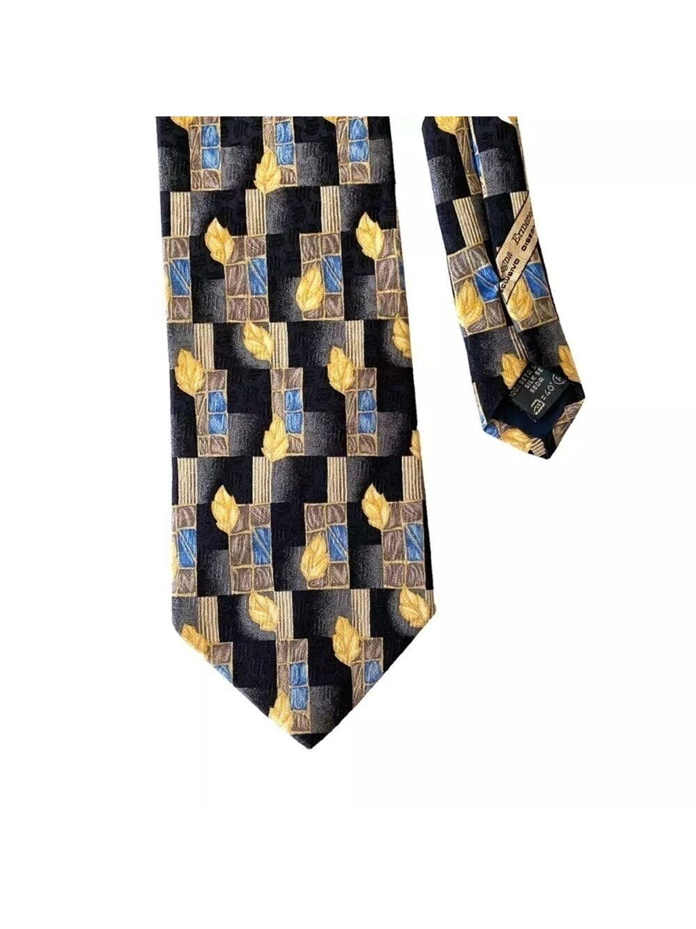 Ermenegildo Zegna Disegno Esclusivo Silk Neck Tie Classic Leaf Made in Italy